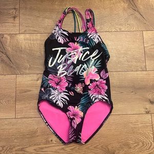 Cool palm frond patterned one piece bathing suit